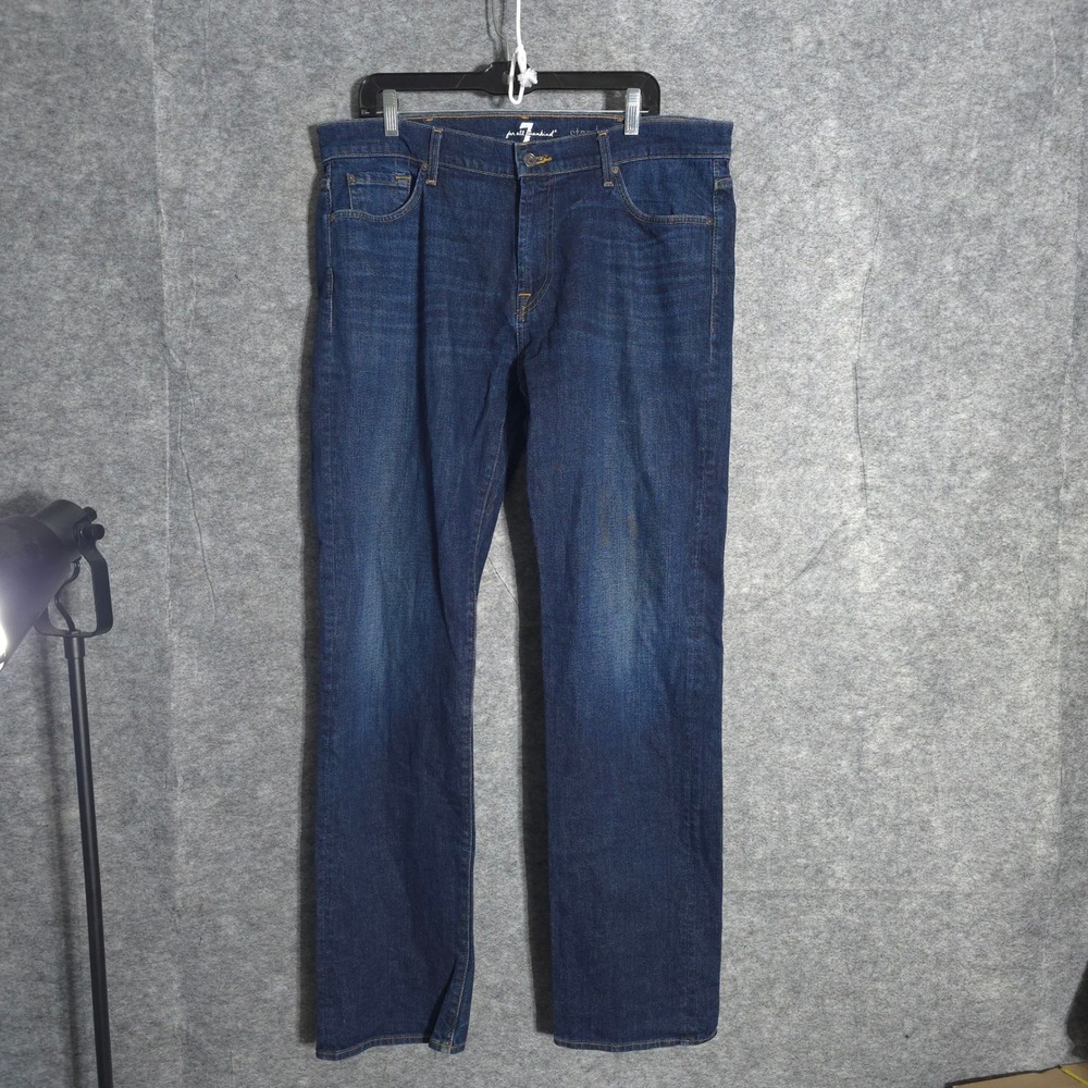 7 For All Mankind Standard Mens 38 Dark Wash Straight Leg Stretch Denim Jeans